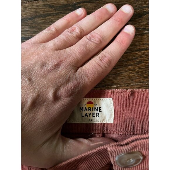 NWT Men's Marine Layer Archive Dominic Cord Shorts Sz 34 Mahogany Red $88 - Picture 7 of 8